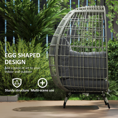Rattan Egg Chair with Cushions and Pillows