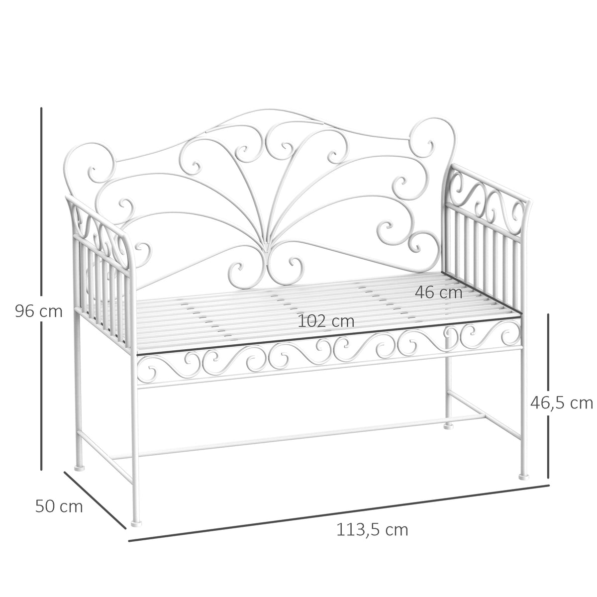 Heavy-Duty Garden Bench-White