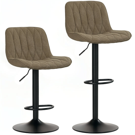 Set of Two Linen-Look Bar Stools