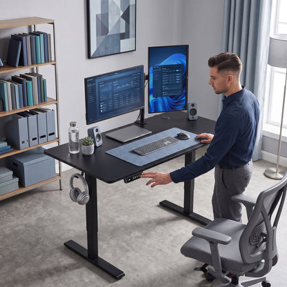 Standing Desk Memory Control Height Adjustable Desk 2 Cable Holes LED Display Sit Stand Desk Black
