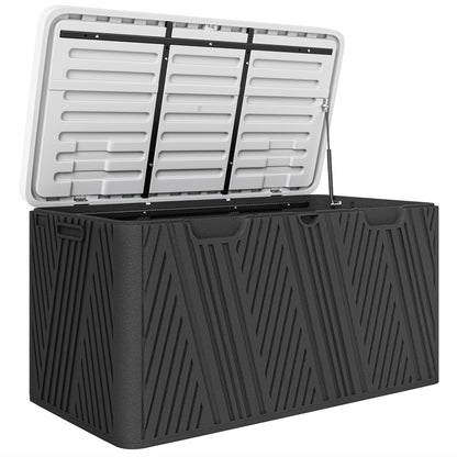 380L Waterproof Outdoor Storage Box, with Lockable Lid - Black