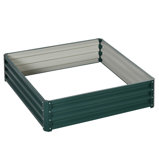 Square Raised Garden Bed Box with Weatherized Steel Frame for Vegetables, Flowers, & Herbs, 120 x 120 x 30cm