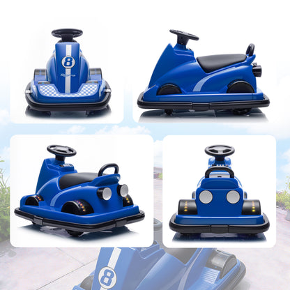 Kids Bumper Car, 360° Rotation Spin Electric Waltzer Car with LED Lights, Music for Ages 3-8 Years Old