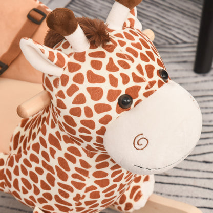 Kids Rocking Horse, Giraffe Plush Ride-On Toy with Music, Soft Touch & Seat Belt, Toddler Baby Gift for 18M+