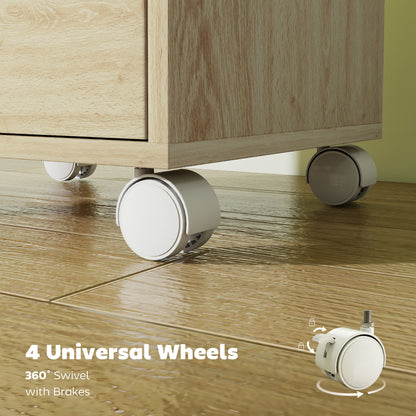 6 Drawer Vertical File Cabinet, Mobile Filing Cabinet with Quiet Drawers and Wheels with 2 Brakes