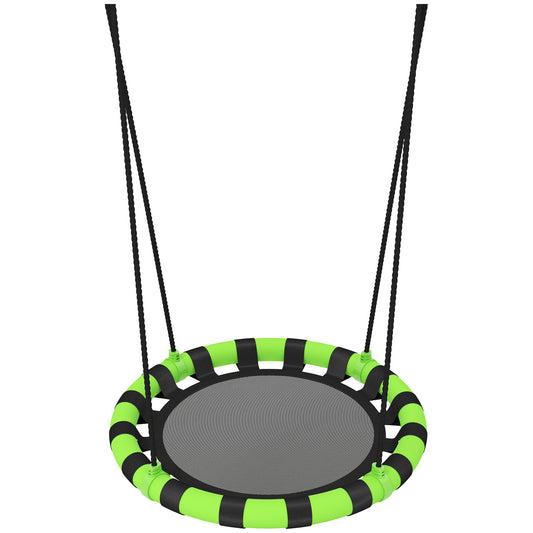 60cm Diameter Kid Nest Swing Seat with Height Adjustable Ropes, for Outdoor, Indoor, Black/Green