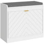 Shoe Storage with Seat, Upholstered Entryway Bench, Shoe Bench with 1 Flip Drawer and 4 Vents for 5 Pairs of Shoes
