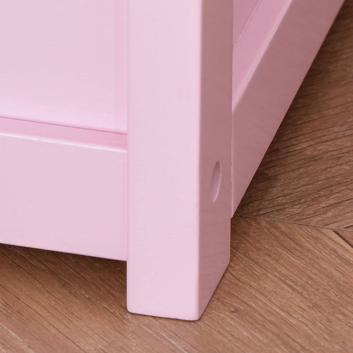 2 In 1 Wooden Toy Box, Seat Storage Bench, Storage Chest Cabinet Organiser with Safety Pneumatic Rod, Pink