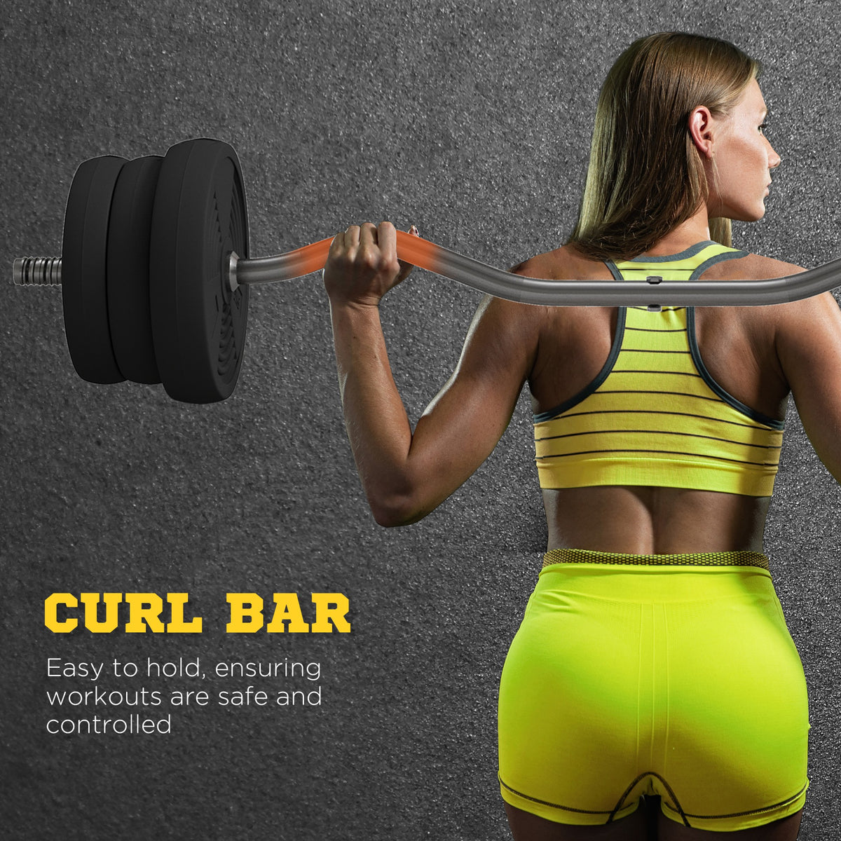 25kg Barbell Set, Adjustable Weights with Curl bar and Non-Slip Handle, for Women and Men Weight Lifting Training