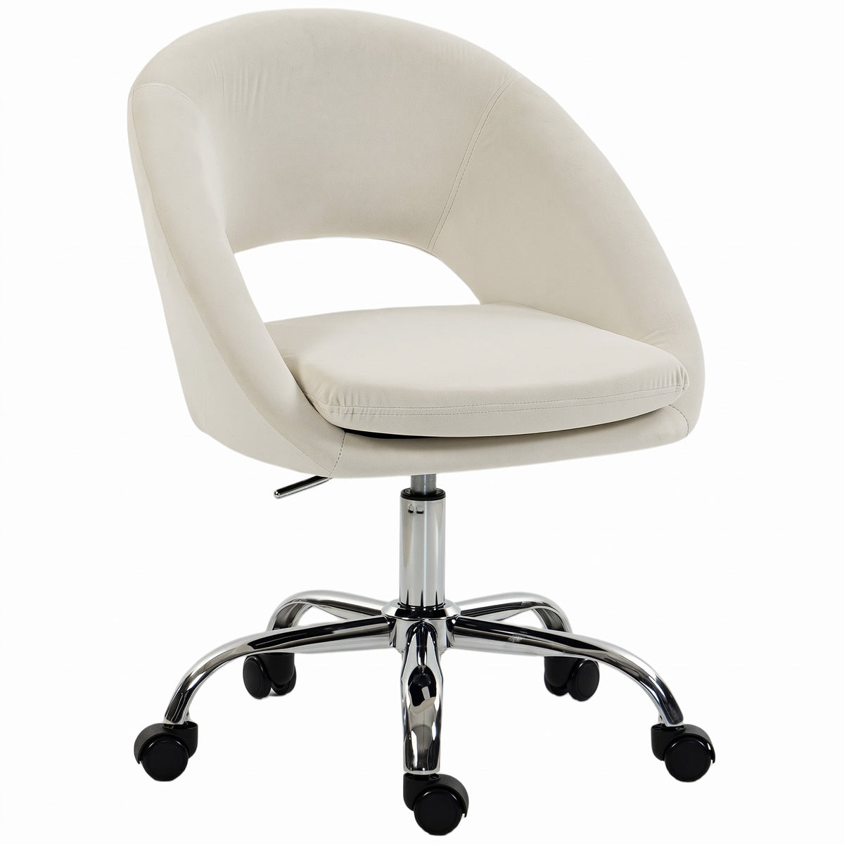 Velvet Desk Chair, Modern Office Chair with Height-Adjustable, Wheels, for Home Study Bedroom