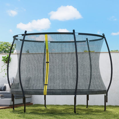10ft Outdoor Trampoline with Enclosure Net, Spring Cover, Black