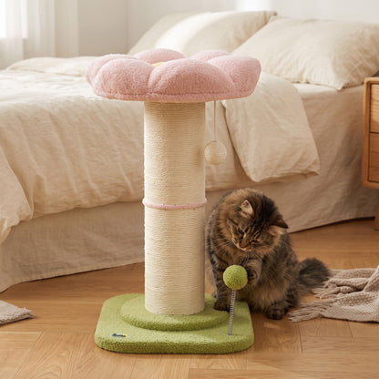 Cat Tree, Flower Cat Scratching Post with Thick Sisal Post, Dangling & Spring Balls, Bed, Kitty Activity Centre