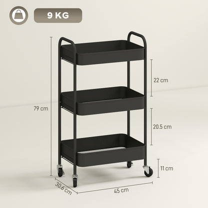 Three-Tier Steel Storage Trolley