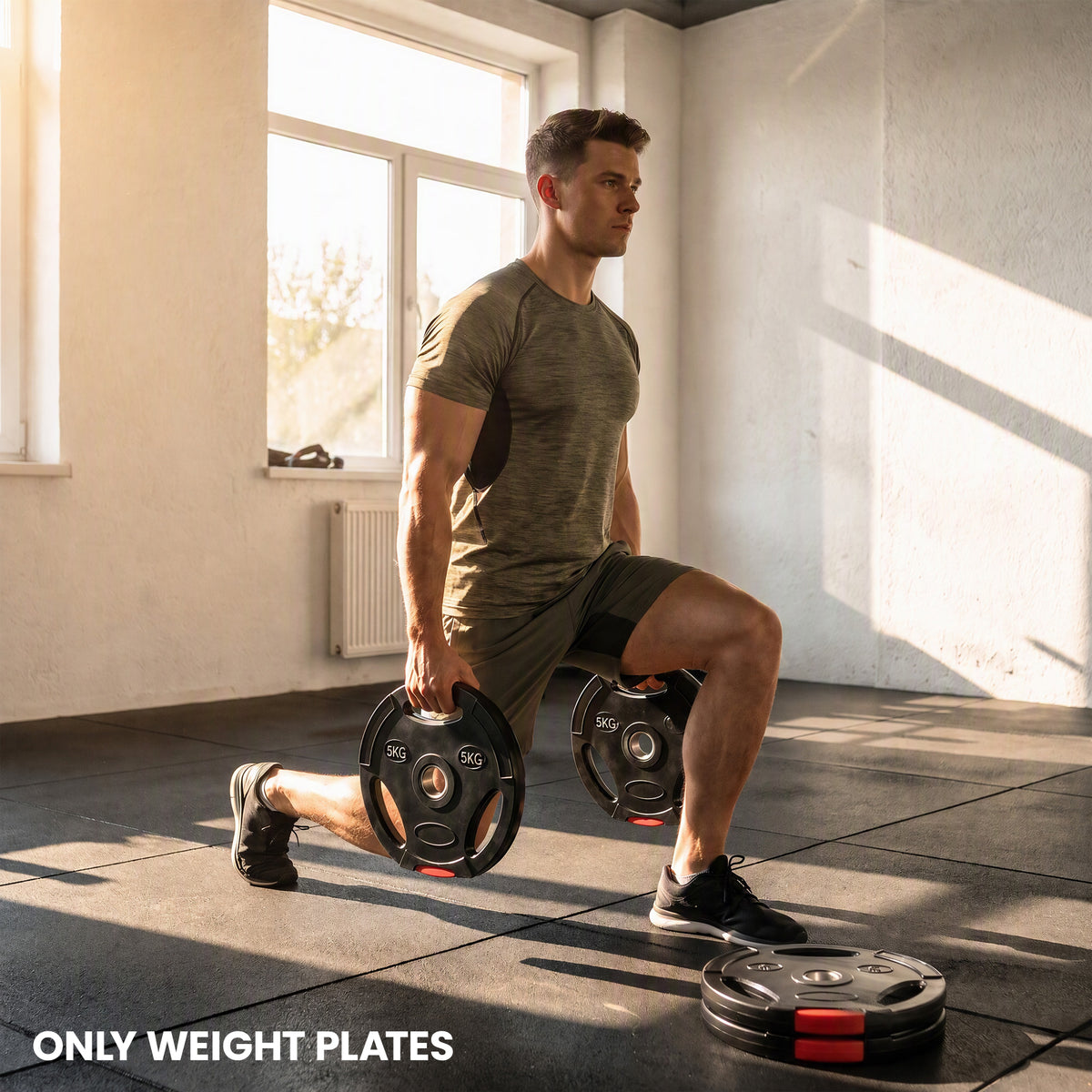 Weight Plates Set, with Two 5kg and Two 2.5kg weights, Black