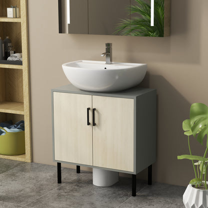 Under Sink Cabinet, Bathroom Vanity Unit, Storage Cupboard with Double Doors and Storage Shelves, 60x30x60cm, Natural