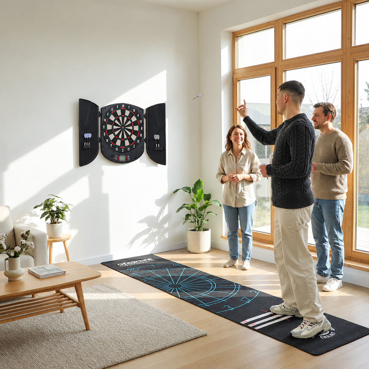 Electronic Dartboard Set 26 Games and 185 Variations with 6 Darts and Cabinet to Stroage Multi-Game Option Ready-to-Play