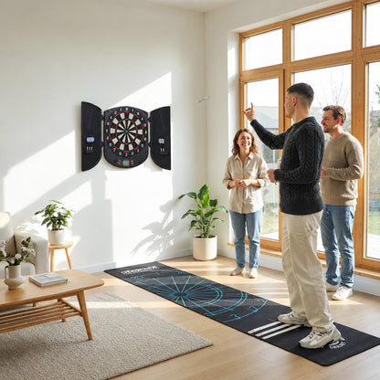 Electronic Dartboard Set 26 Games and 185 Variations with 6 Darts and Cabinet to Stroage Multi-Game Option Ready-to-Play