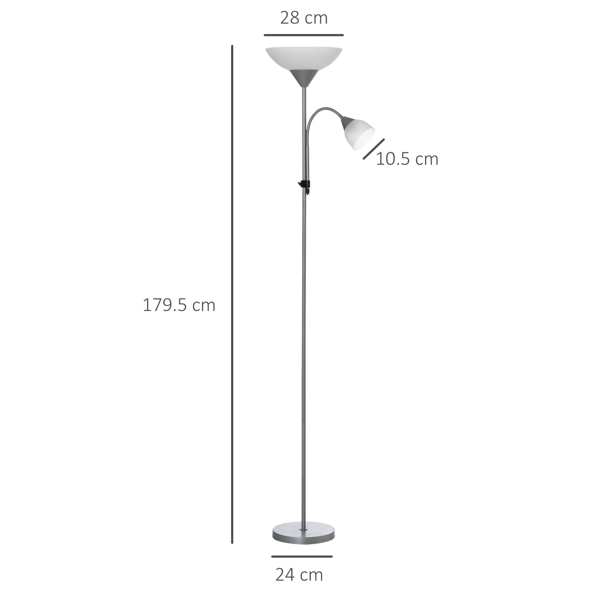LED Floor Lamp for Living Room, 180cm Tall Standing Lamp, Mother and Child Uplighter with Adjustable Gooseneck