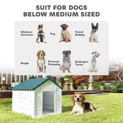 Plastic Weather-Resistant Dog House, for Indoors and Outdoors, Medium Dogs