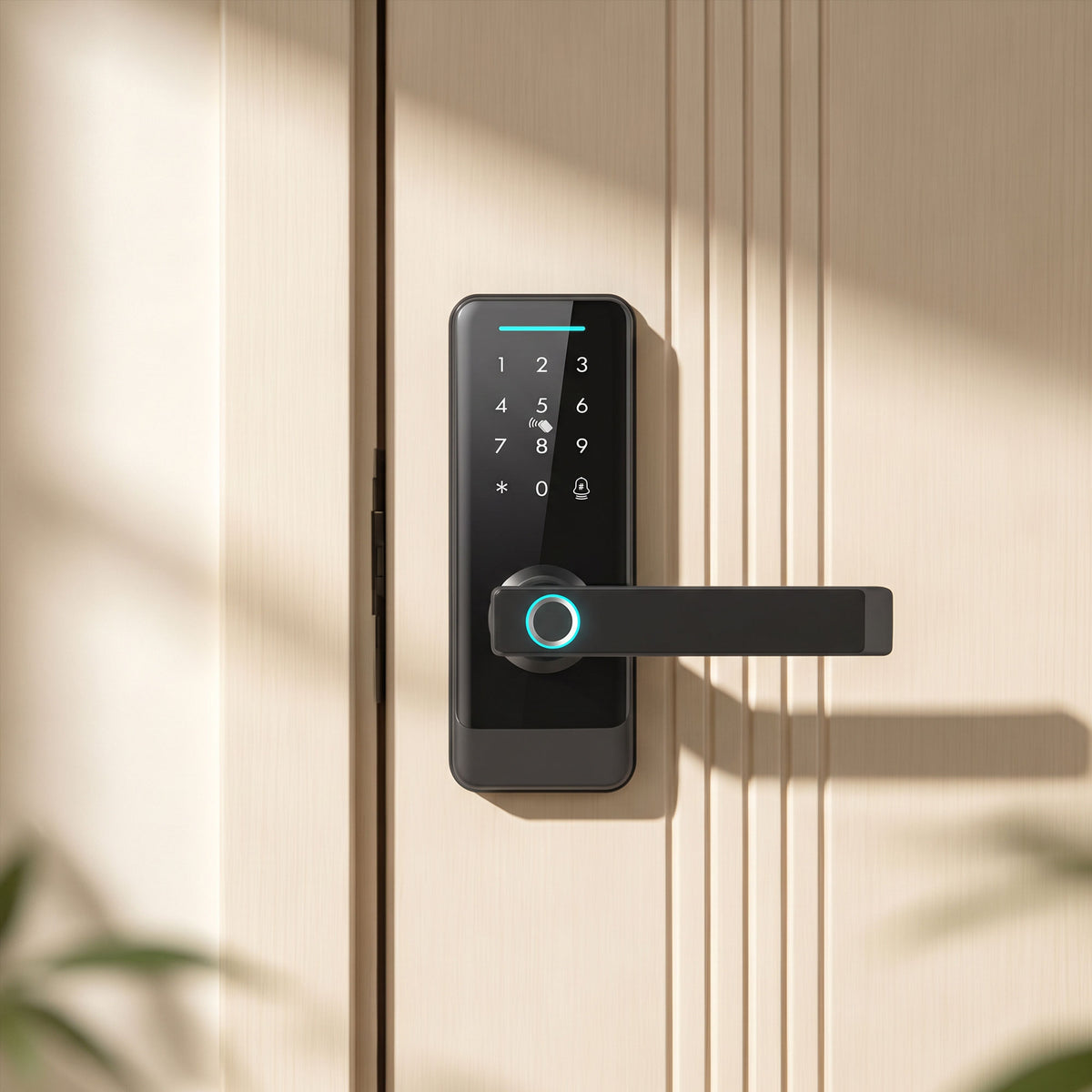 Smart Door Lock, 5-in-1 (Fingerprint/Passcode/Bluetooth APP/NFC Card/Key), Built-in Doorbell, Keyless Electronic Lock