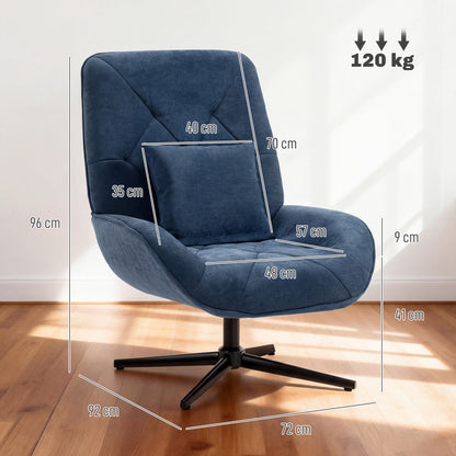 Accent Chair, Chenille Upholstered Swivel Armchair with Lumbar Pillow, High Back, Deep Seat and Metal Legs