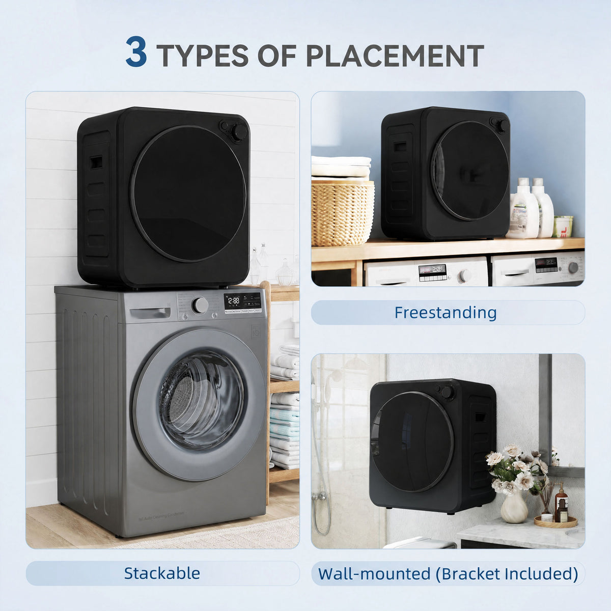 4kg Front Load Laundry Dryer, Portable Clothes Dryer with 2 Power Modes, 400W/800W