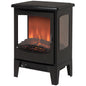 900W/1800W Freestanding Electric Fireplace Room Heater w/ Adjustable Artificial Flame 3-Sided Tempered Glass Panels Safe Home Warmth Retro Faux Fire
