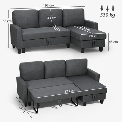 Three-Seater Storage Sofa Bed