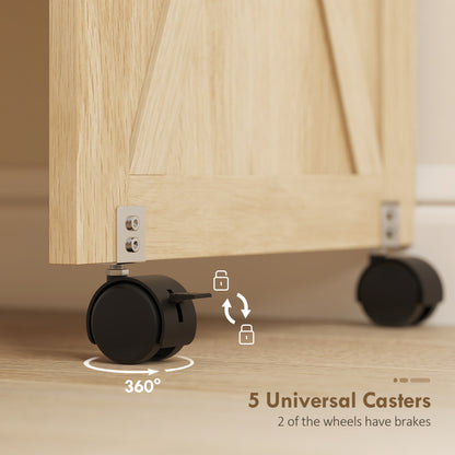 Folding Sewing Table, Rolling Craft Table with Storage compartments, Shelf and Lockable Casters for Small Spaces