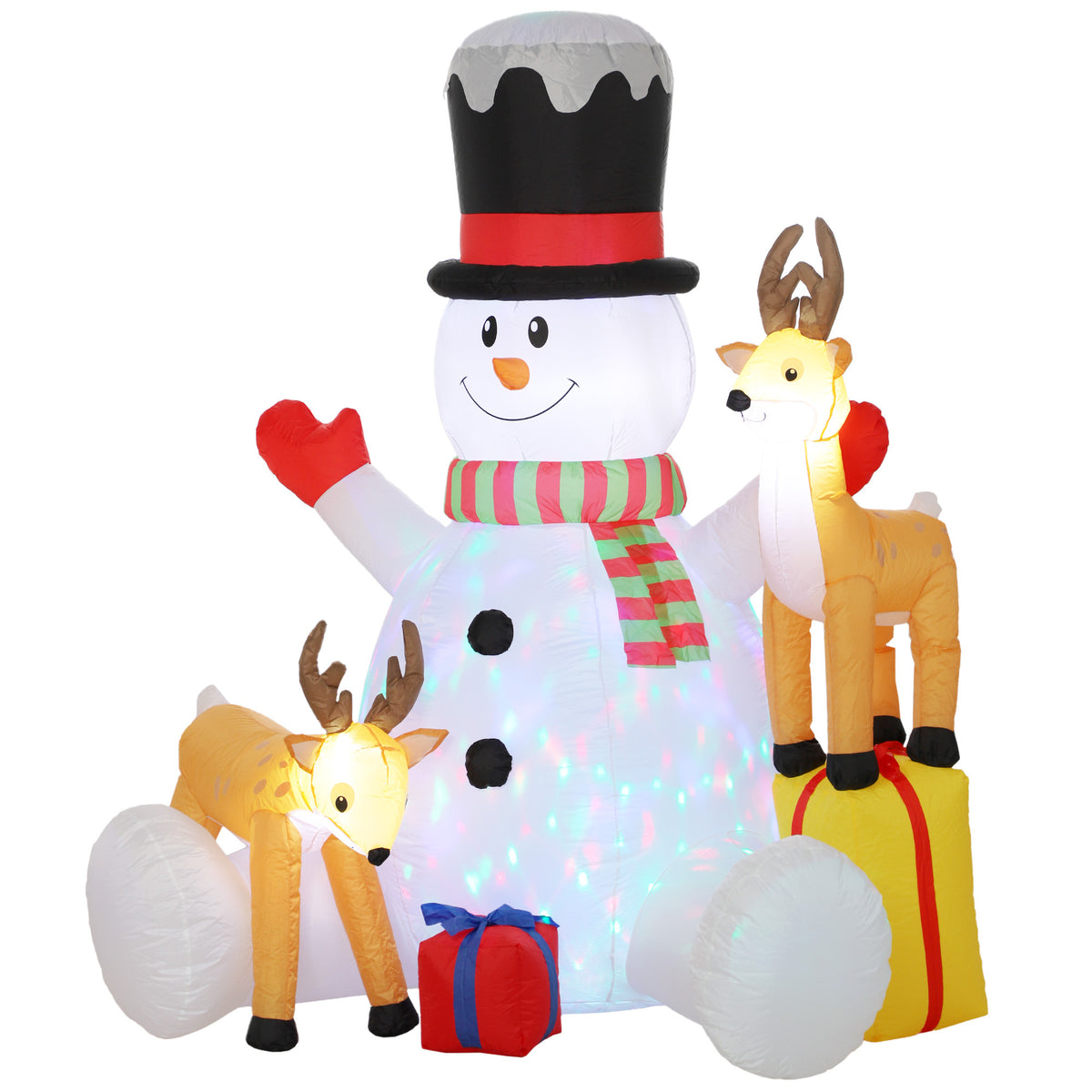7ft Giant Christmas Inflatable Snowman with 2 Reindeer, Outdoor Blow Up Christmas Decoration with LEDs, Bag