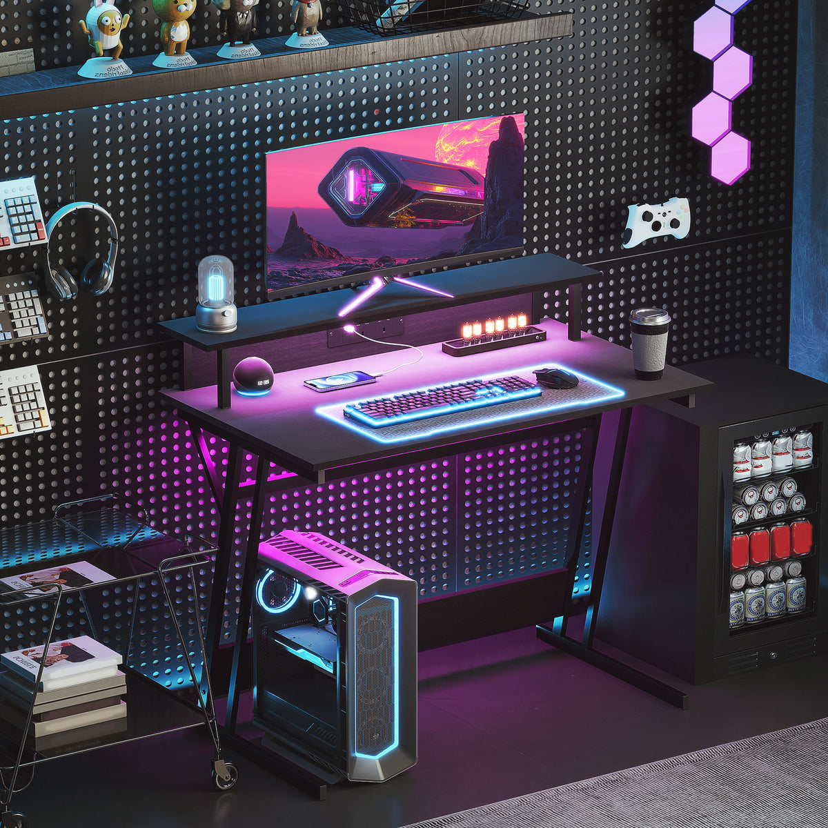 Two-Level LED Gaming Desk
