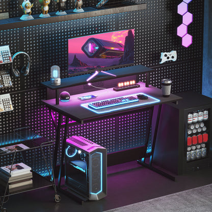 Two-Level LED Gaming Desk