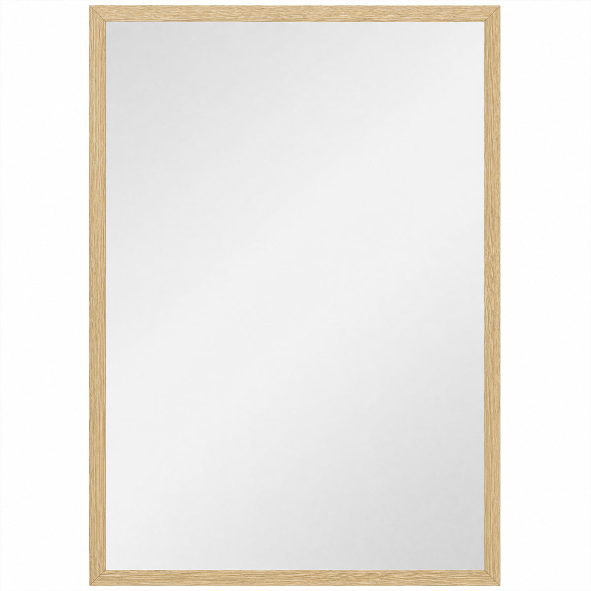 Wall Bathroom Mirror, 60 x 40 cm Wall-Mounted Mirror for Living Room, Bedroom, Hallway, Natural Wood Finish