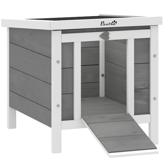 Wooden Rabbit Hutch Outdoor, Guinea Pig Hutch, Rabbit Hideaway, Cat House, Bunny Cage Small Animal House with Openable Roof, 51 x 42 x 43 cm