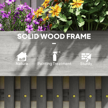 Wall-mounted Wooden Garden Planters with Trellis, Drainage Holes and 3 Planter Boxes for Patio
