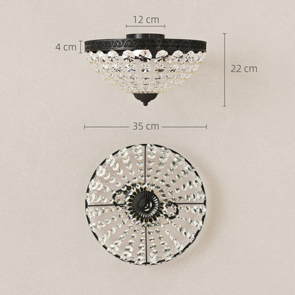 Crystal Chandelier Ceiling Light with 168 Octagonal Beads, Vintage 2-Light Flush Mount Ceiling Light for Living Room, Bedroom, Hallway, Dining Room