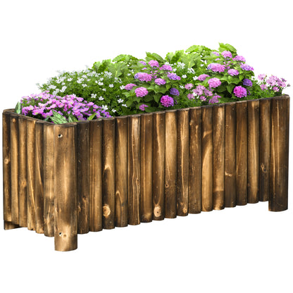 Wooden Raised Garden Bed, 100 x 38.5 x 40cm Elevated Planter Box, Outdoor Flower Bed with Drainage Gaps, Easy Assembly, Natural