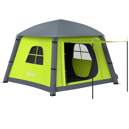 Inflatable Camping Tent with Hand Pump, Easy Setup 1/2 Person Blackout Blow Up Tent, Green