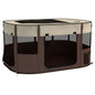 Foldable Dog Pen with Storage Bag for Indoor/Outdoor Use, Portable Pet playpen, with Ground Stakes - Brown