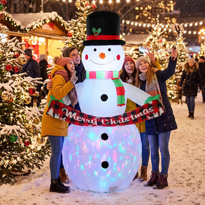 Inflatable Christmas Decoration, 6.7FT Christmas Inflatable Snowman with Colourful LED Light