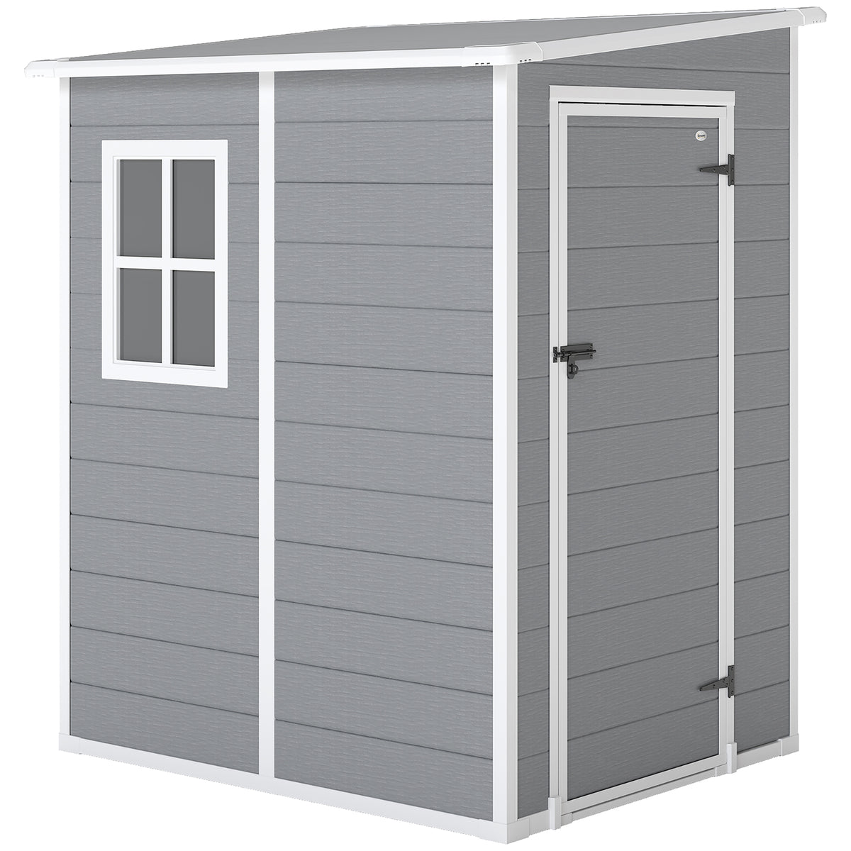 4'x5' Garden Storage Shed, Lean to Shed, Lockable Garden Shed with Window, Vent and Plastic Roof, Grey
