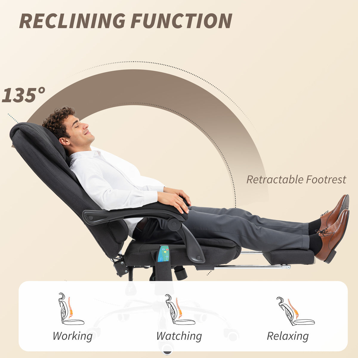 Six-Point Massage and Heated Office Chair with 135°Recline Back