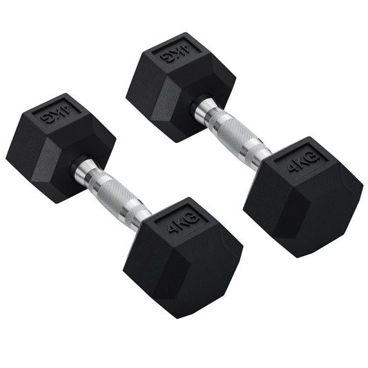 2x4kg Rubber Dumbbell Sports Hex Weights Sets Home Gym Fitness Hexagonal Dumbbells Kit Weight Lifting Exercise