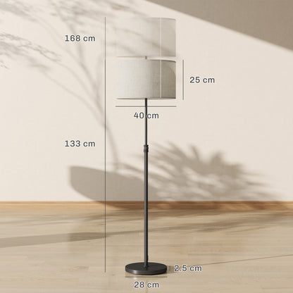 Floor Lamp with Remote, Height Adjustable Standing Lamp with Linen Shade, Dimmable with 3000K-6000K Adjustable Colour Temperatures, Foot Switch for Living Room Bedroom Office