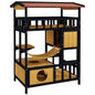 Outdoor Cat Shelter, Four-Tier Wooden Feral Cat House, with Suspension Bridge, Cat Houses, Balcony, Escape Doors