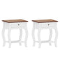 2pcs Bedside Tables with Drawer, French Style Bedside Cabinets with Open Shelf for Bedroom, Living Room, White