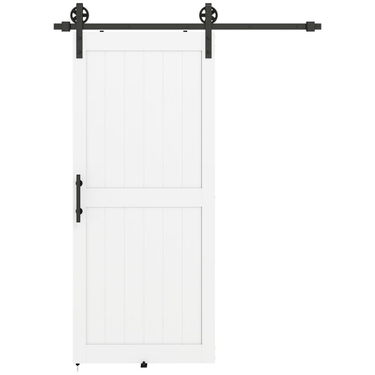 183cm Sliding Barn Door Kit, Sliding Door with Track, Hardware, Handle, White
