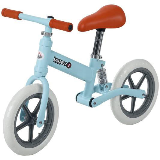 12" Kids Balance Bike No Pedal Bicycle EVA Tyre Adjustable Seat Toddler Training Bike W/ Shock Absorber 2 - 5 Years Gift for Boys Girls Blue