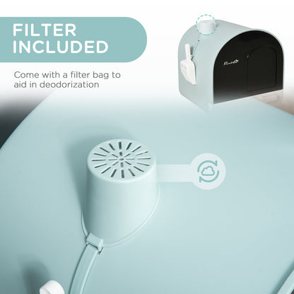 Hooded Cat Litter Box, Kitten Litter Tray, with Lid, Scoop, Filter, Flap Door