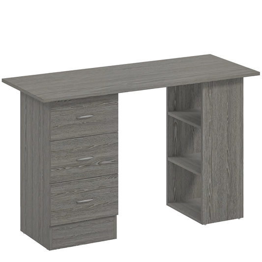 Computer Desk with Drawers, Home Office Desk, Writing Table, PC Workstation with 3 Storage Shelves for Working, Study, 120 x 49 x 72 cm, Grey